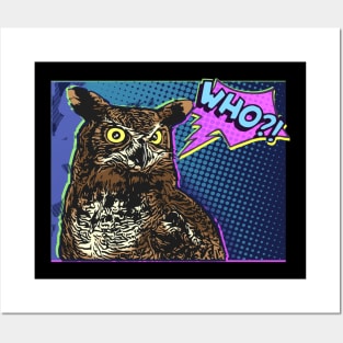 Owl comic "WHO?!" Posters and Art